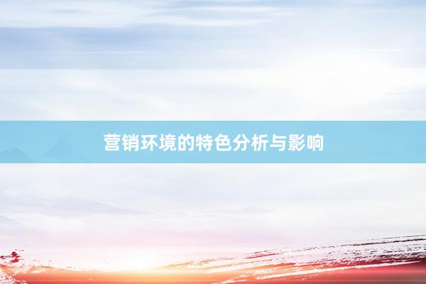 营销环境的特色分析与影响